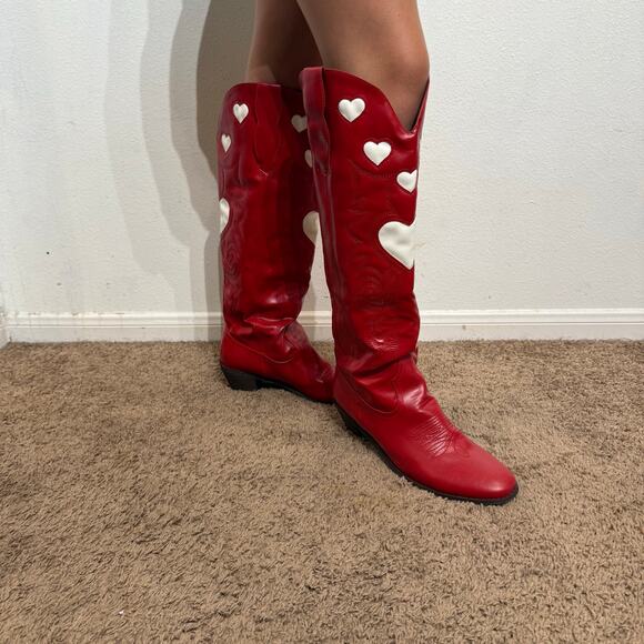 Red Heart Cowgirl Boots Sz 43 - Picture 2 of 9